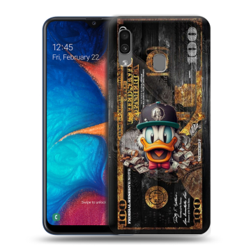 Силиконовый чехол на Samsung Galaxy A20 с принтом Дональд Дак Доллар