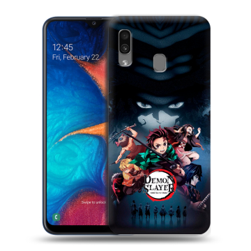 Силиконовый чехол на Samsung Galaxy A20 с принтом Demon Slayer Клинок рассекающий демонов