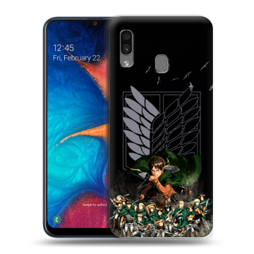 Силиконовый чехол на Samsung Galaxy A20 с принтом Атака титанов