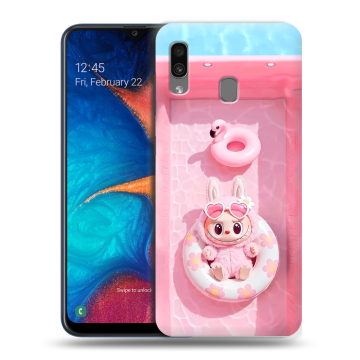 Силиконовый чехол на Samsung Galaxy A20 с принтом Labubu Лабубу