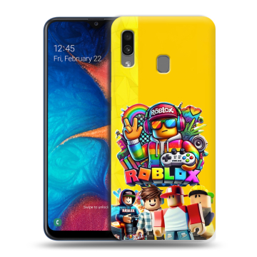 Силиконовый чехол на Samsung Galaxy A20 с принтом Roblox Роблокс