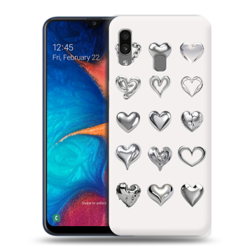 Силиконовый чехол на Samsung Galaxy A20 с принтом Y2K сердечки Силиконовый чехол на Samsung Galaxy A20 с принтом Y2K сердечки