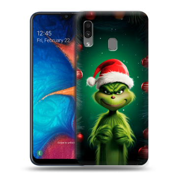 Силиконовый чехол на Samsung Galaxy A20 с принтом Гринч Новый год Рождество Силиконовый чехол на Samsung Galaxy A20 с принтом Гринч Новый год Рождество