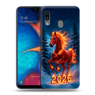 Силиконовый чехол на Samsung Galaxy A20 с принтом Новый год коня Силиконовый чехол на Samsung Galaxy A20 с принтом Новый год коня