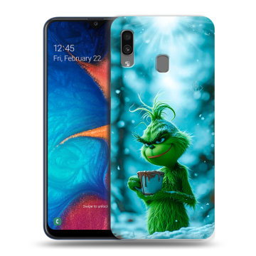 Силиконовый чехол на Samsung Galaxy A20 с принтом Новый год гринч Силиконовый чехол на Samsung Galaxy A20 с принтом Новый год гринч