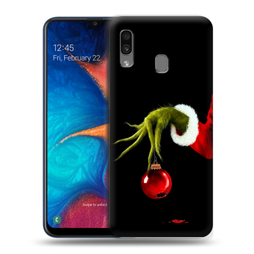 Силиконовый чехол на Samsung Galaxy A20 с принтом Новый год Гринч Силиконовый чехол на Samsung Galaxy A20 с принтом Новый год Гринч