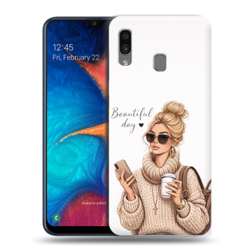 Силиконовый чехол на Samsung Galaxy A20 с принтом женский
