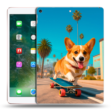 Силиконовый чехол на Ipad Air (2019) с принтом Корги на скейте Силиконовый чехол на Ipad Air (2019) с принтом Корги на скейте