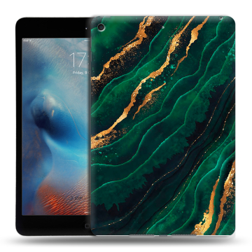 Силиконовый чехол на планшета Ipad Mini (2019) с принтом Мрамор зеленое золото