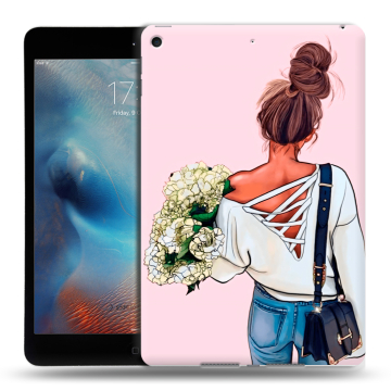 Силиконовый чехол на планшета Ipad Mini (2019) с принтом Девушка и букет