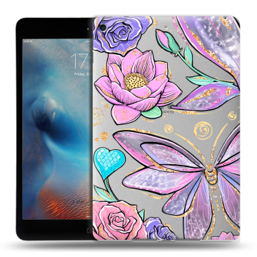 Силиконовый чехол на Ipad Mini (2019) с принтом Бабочки и цветы Силиконовый чехол на Ipad Mini (2019) с принтом Бабочки и цветы