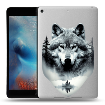Силиконовый чехол на Ipad Mini (2019) с принтом Волк в лесу Силиконовый чехол на Ipad Mini (2019) с принтом Волк в лесу