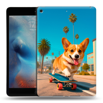 Силиконовый чехол на Ipad Mini (2019) с принтом Корги на скейте Силиконовый чехол на Ipad Mini (2019) с принтом Корги на скейте