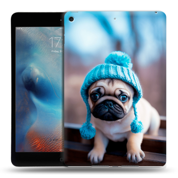 Силиконовый чехол на Ipad Mini (2019) с принтом Мопс в шапке Силиконовый чехол на Ipad Mini (2019) с принтом Мопс в шапке