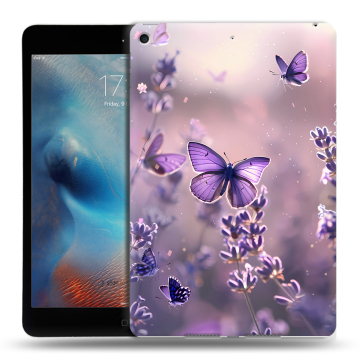 Силиконовый чехол на Ipad Mini (2019) с принтом бабочки и лаванда Силиконовый чехол на Ipad Mini (2019) с принтом бабочки и лаванда