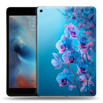 Силиконовый чехол на Ipad Mini (2019) с принтом голубые орхидеи Силиконовый чехол на Ipad Mini (2019) с принтом голубые орхидеи
