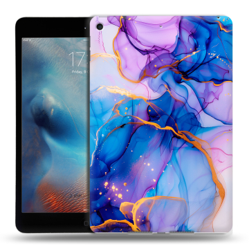 Силиконовый чехол на Ipad Mini (2019) с принтом синий мрамор Силиконовый чехол на Ipad Mini (2019) с принтом синий мрамор