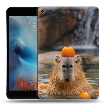Силиконовый чехол на Ipad Mini (2019) с принтом Капибара с апельсином