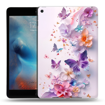 Силиконовый чехол на Ipad Mini (2019) с принтом цветы бабочки Силиконовый чехол на Ipad Mini (2019) с принтом цветы бабочки