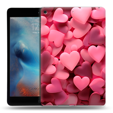 Силиконовый чехол на Ipad Mini (2019) с принтом розовые сердечки Силиконовый чехол на Ipad Mini (2019) с принтом розовые сердечки