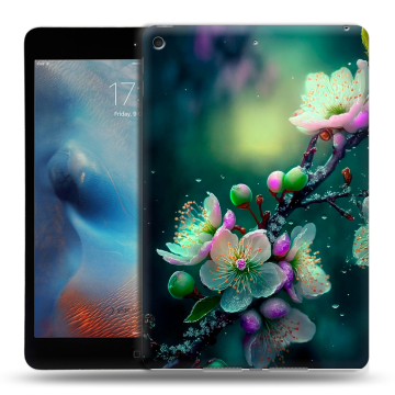 Силиконовый чехол на Ipad Mini (2019) с принтом Цветы и мрамор Силиконовый чехол на Ipad Mini (2019) с принтом Цветы и мрамор