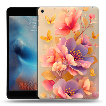 Силиконовый чехол на Ipad Mini (2019) с принтом Цветы и бабочки