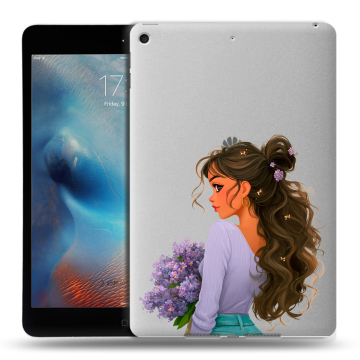 Силиконовый чехол на Ipad Mini (2019) с принтом девушка цветы