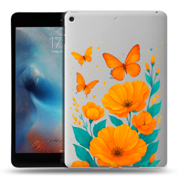 Силиконовый чехол на Ipad Mini (2019) с принтом цветы бабочки