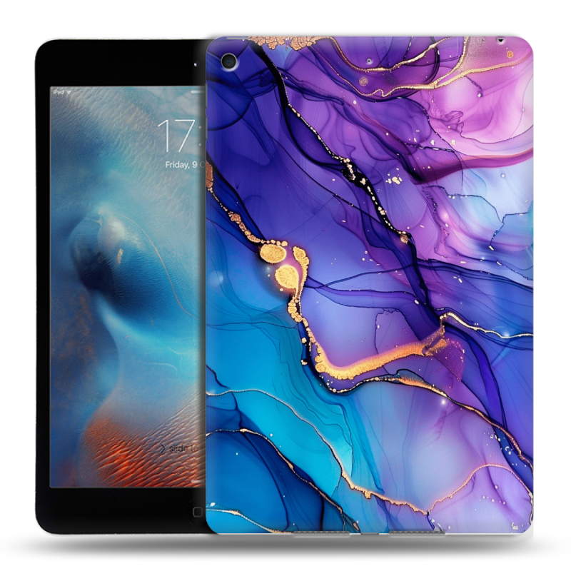 Силиконовый чехол на Ipad Mini (2019) с принтом синий мрамор Силиконовый чехол на Ipad Mini (2019) с принтом синий мрамор