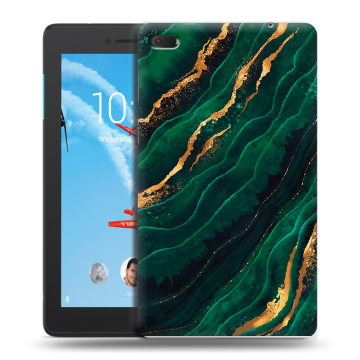 Силиконовый чехол на планшета Lenovo Tab E7 с принтом Мрамор зеленое золото Силиконовый чехол на планшета Lenovo Tab E7 с принтом Мрамор зеленое золото