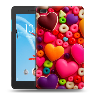 Силиконовый чехол на планшета Lenovo Tab E7 с принтом Сердечки Силиконовый чехол на планшета Lenovo Tab E7 с принтом Сердечки