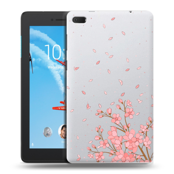 Силиконовый чехол на Lenovo Tab E7 с принтом Ветка сакуры