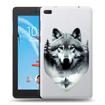 Силиконовый чехол на Lenovo Tab E7 с принтом Волк в лесу