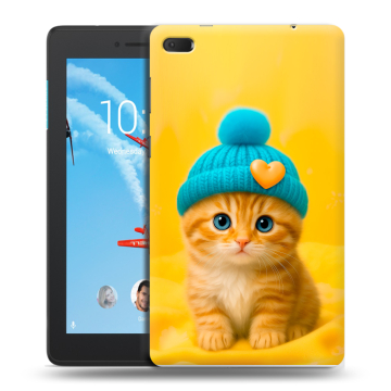 Силиконовый чехол на Lenovo Tab E7 с принтом Котенок в шапке