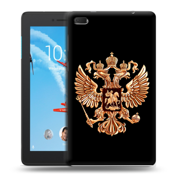 Силиконовый чехол на Lenovo Tab E7 с принтом Герб России золотой