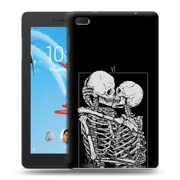 Силиконовый чехол на Lenovo Tab E7 с принтом Поцелуй скелетов