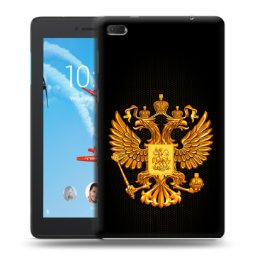 Силиконовый чехол на Lenovo Tab E7 с принтом Герб России желтый