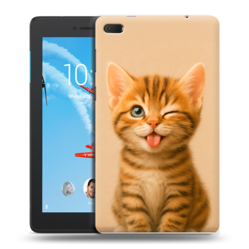 Силиконовый чехол на Lenovo Tab E7 с принтом котенок