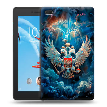 Силиконовый чехол на Lenovo Tab E7 с принтом Герб флаг России