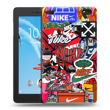 Силиконовый чехол на Lenovo Tab E7 с принтом Найк Nike яркий