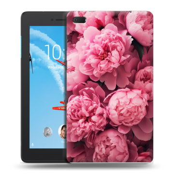 Силиконовый чехол на Lenovo Tab E7 с принтом цветы пионы