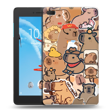 Силиконовый чехол на Lenovo Tab E7 с принтом капибара