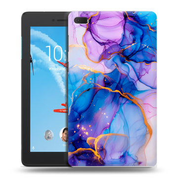 Силиконовый чехол на Lenovo Tab E7 с принтом синий мрамор