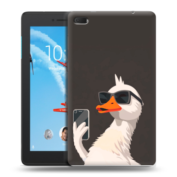 Силиконовый чехол на Lenovo Tab E7 с принтом утка в очках