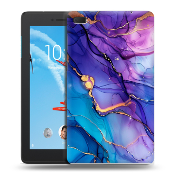 Силиконовый чехол на Lenovo Tab E7 с принтом синий мрамор