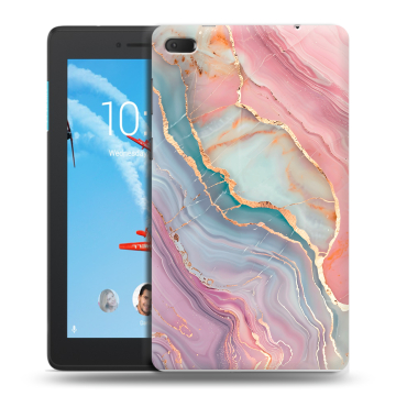 Силиконовый чехол на Lenovo Tab E7 с принтом розовый мрамор
