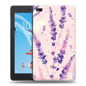 Силиконовый чехол на Lenovo Tab E7 с принтом цветы лаванда
