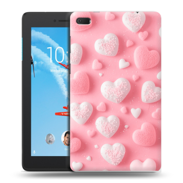 Силиконовый чехол на Lenovo Tab E7 с принтом Сердечки