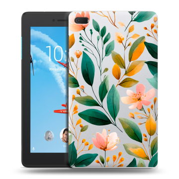 Силиконовый чехол на Lenovo Tab E7 с принтом Цветы паттерн Силиконовый чехол на Lenovo Tab E7 с принтом Цветы паттерн