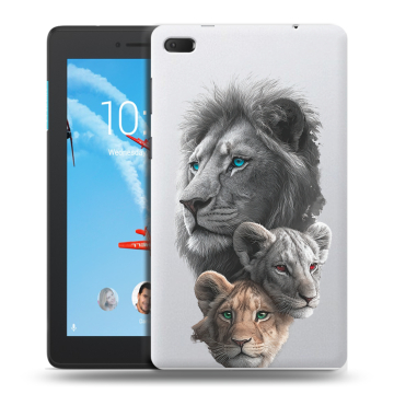 Силиконовый чехол на Lenovo Tab E7 с принтом Львы Силиконовый чехол на Lenovo Tab E7 с принтом Львы
